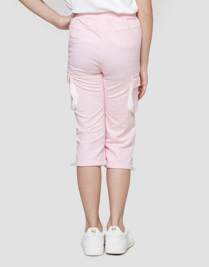 Little M Wide Leg Cargo Stripe Girls Long Pants