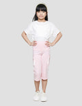 Little M Wide Leg Cargo Garis Celana Panjang Anak Perempuan