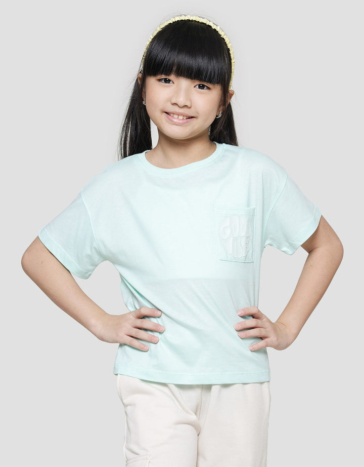 Aero Tencel Kantong  Kaos Lengan Pendek Anak Perempuan