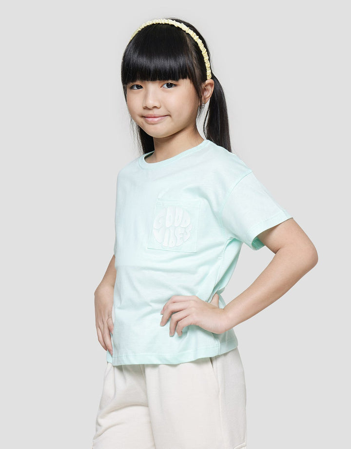 Aero Tencel Kantong  Kaos Lengan Pendek Anak Perempuan