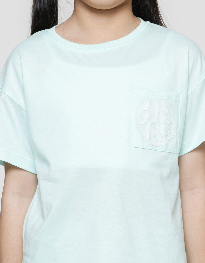 Aero Tencel Kantong  Kaos Lengan Pendek Anak Perempuan