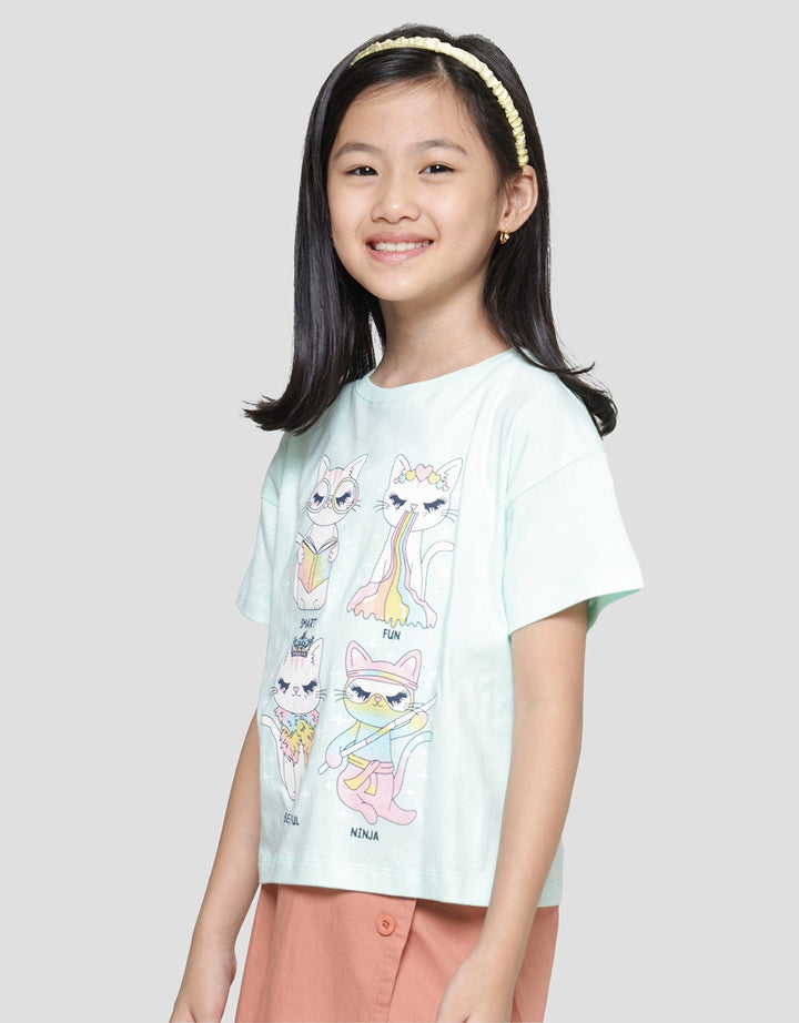 Aero Smart Beautiful Cat 5 Kaos Lengan Pendek Anak Perempuan