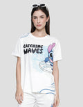 Disney Tee Reguler Print Stitch Kaos Lengan Pendek Wanita