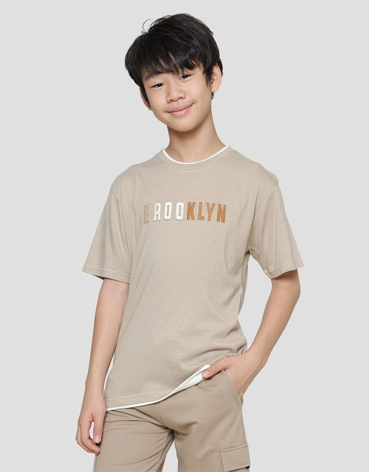 Nevada Cotton Bamboo Combed Enzyme Applique Brooklyn Print Boys T-Shirt