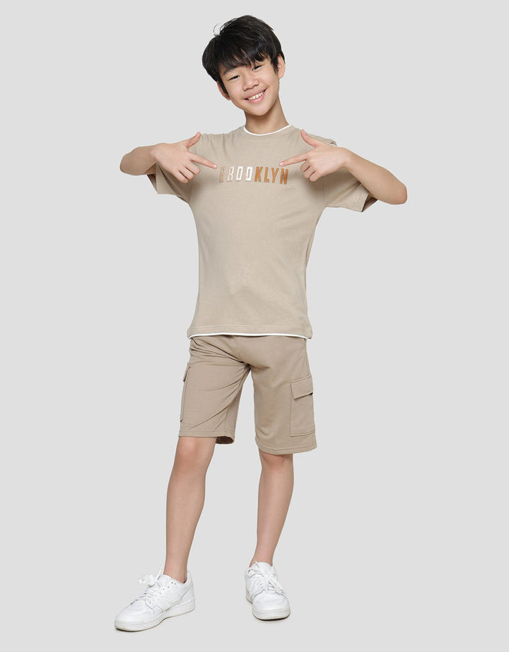Nevada Cotton Bamboo Combed Enzyme Applique Brooklyn Print Boys T-Shirt