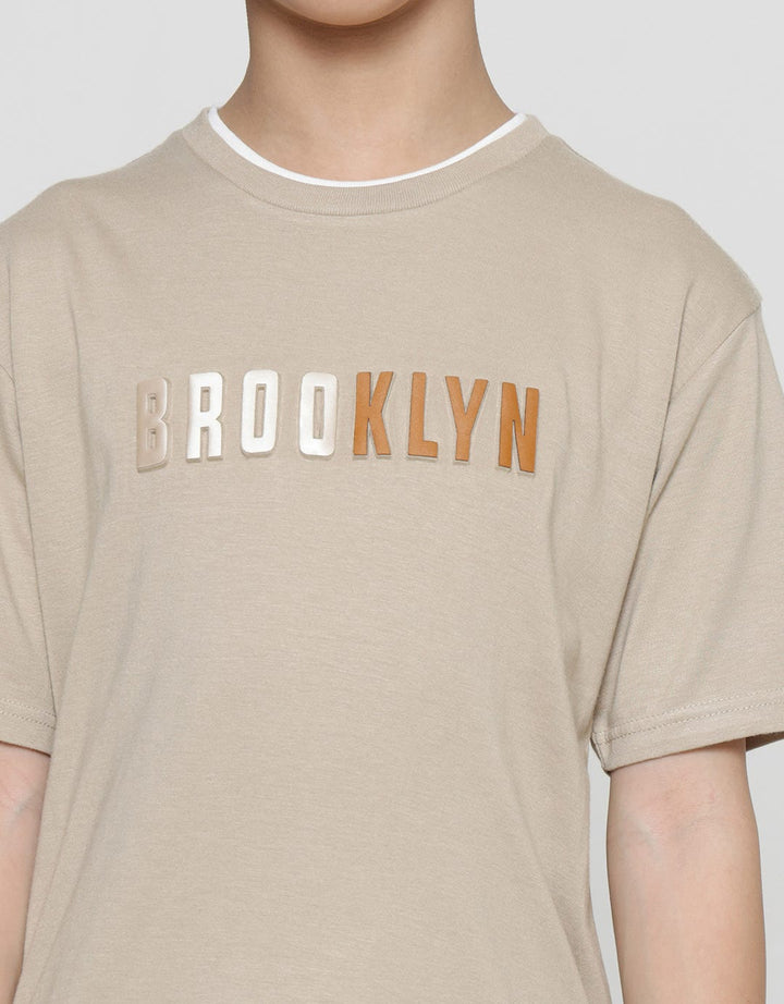 Nevada Cotton Bamboo Combed Enzyme Applique Brooklyn Print Boys T-Shirt