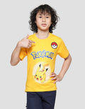 Character Pokemon Logo Bordir Puff Kaos Anak Laki-Laki