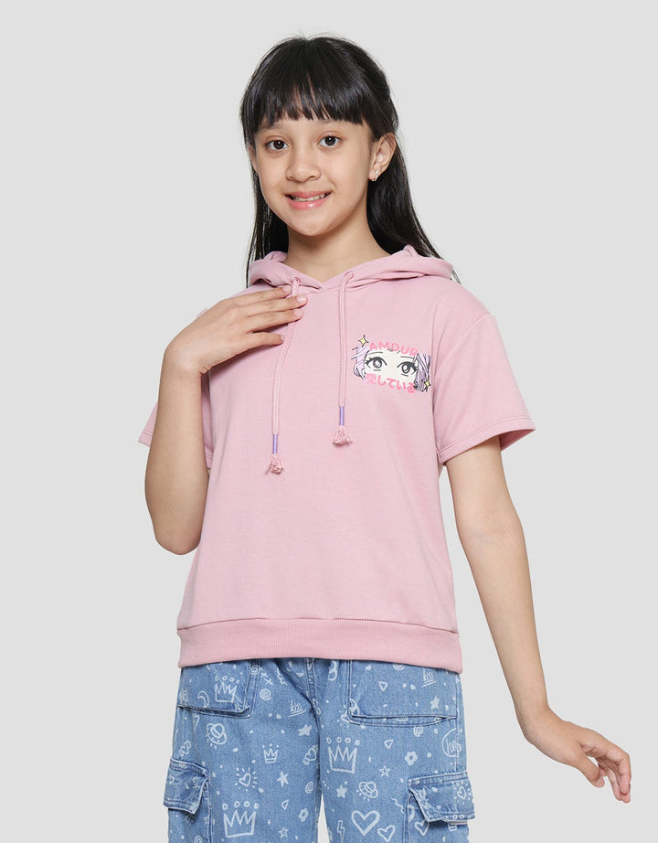 Nevada Hoodie Knit With Anime Print Amour Girls T-Shirt