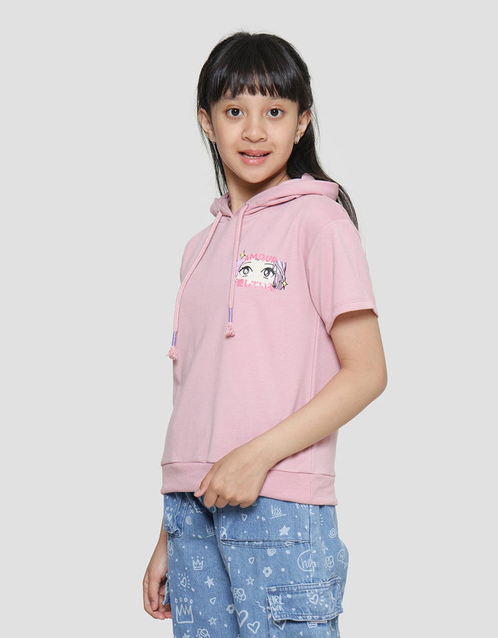 Nevada Hoodie Knit With Anime Print Amour Girls T-Shirt