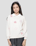 Nevada Knit With Collar And Chenille Flowers Girls Sweater
