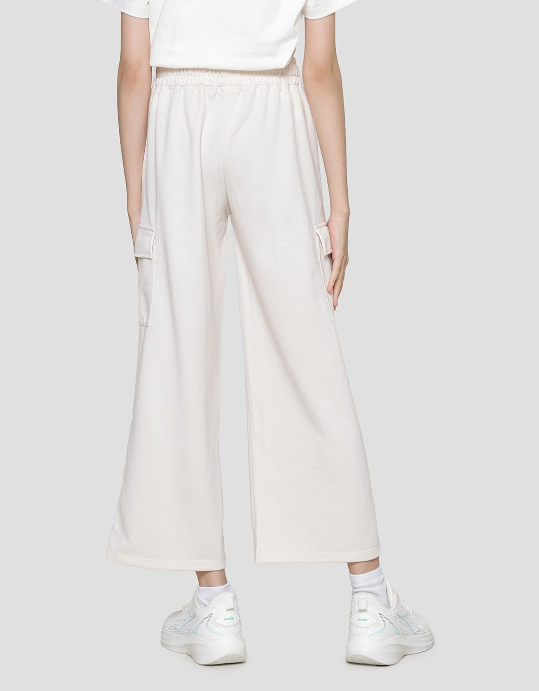 Nevada Knit Cargo With Embro Flowers Girls Long Pants