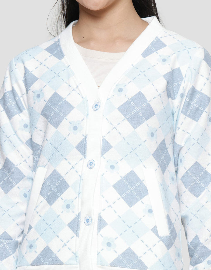 Nevada V Neck Fullprint Cardigan Anak Perempuan