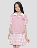 Nevada Collar Knit Combination Woven Midi Dress Anak Perempuan