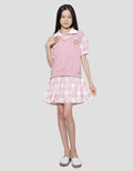 Nevada Collar Knit Combination Woven Midi Dress Anak Perempuan