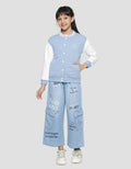 Nevada Contrast Ribbing With Embro Baevarcy2 Girls Varsity Jacket