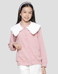 Nevada Knit Texture With Contrast Flat Collar Cardigan Anak Perempuan