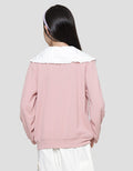 Nevada Knit Texture With Contrast Flat Collar Cardigan Anak Perempuan