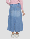 Nevada Slit Denim With Pocket Cargo Girls Midi Skirt