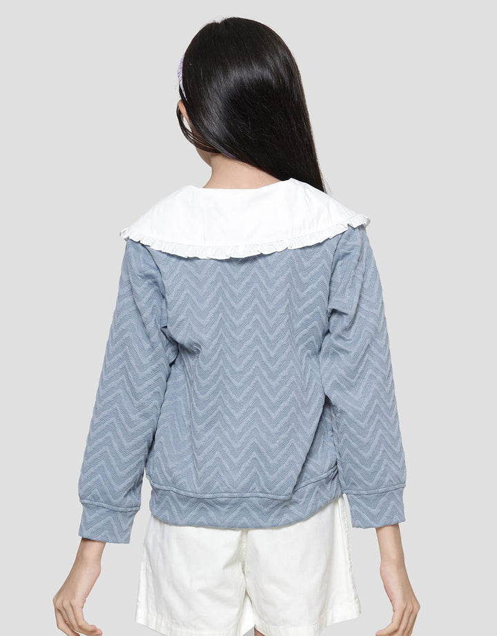 Aero Tekstur Kerah Pita 2 Cardigan Anak Perempuan