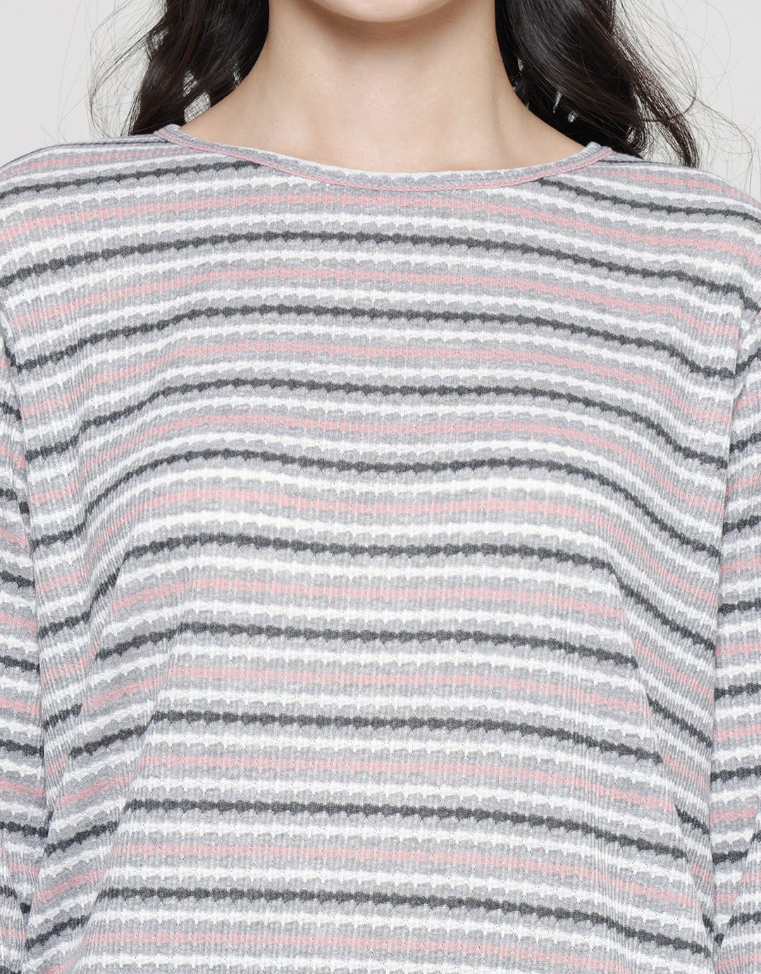 Connexion Stripe Rajut Kaos Wanita