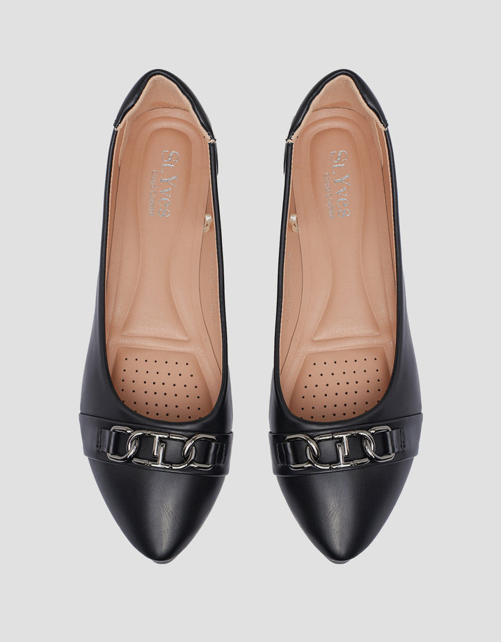 St. Yves SCC Gold Buckle Sepatu Flat Wanita