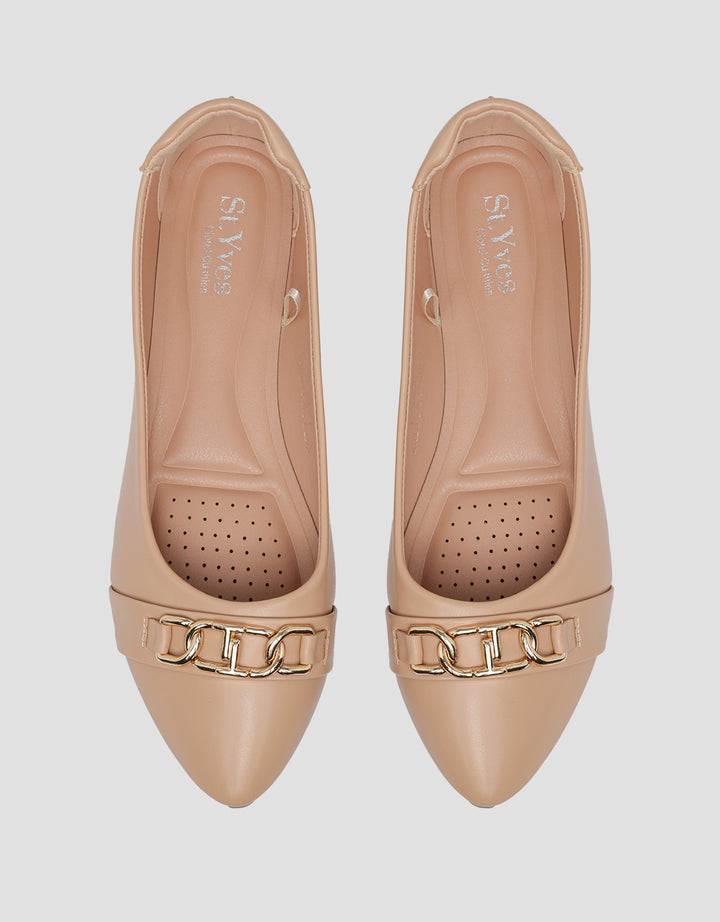 St. Yves SCC Gold Buckle Sepatu Flat Wanita