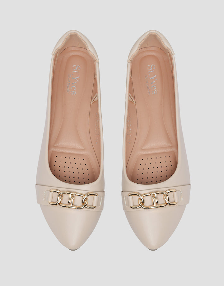 St. Yves SCC Gold Buckle Sepatu Flat Wanita