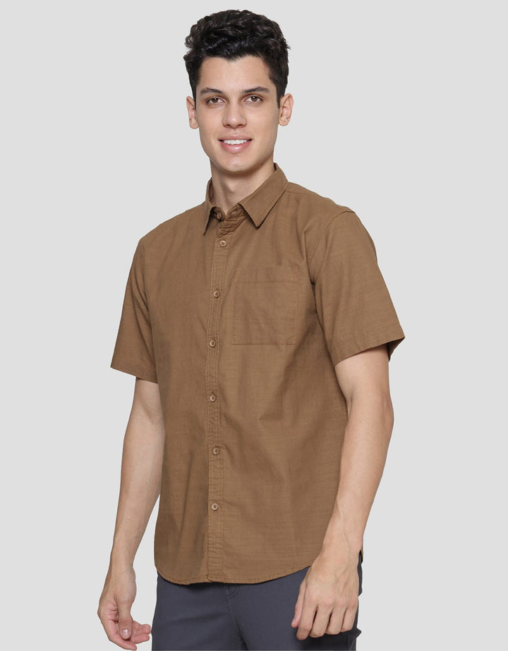 Cole Woven Reg Solid Cotton Linen Slub Men's Shirt
