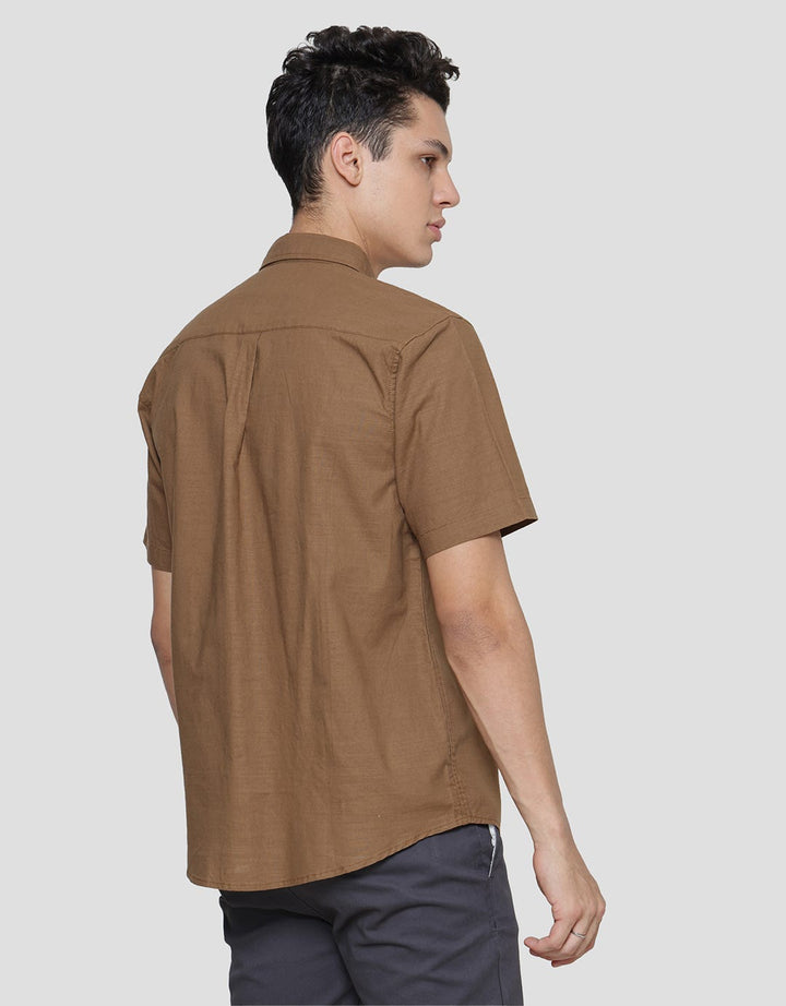 Cole Woven Reg Solid Cotton Linen Slub Men's Shirt