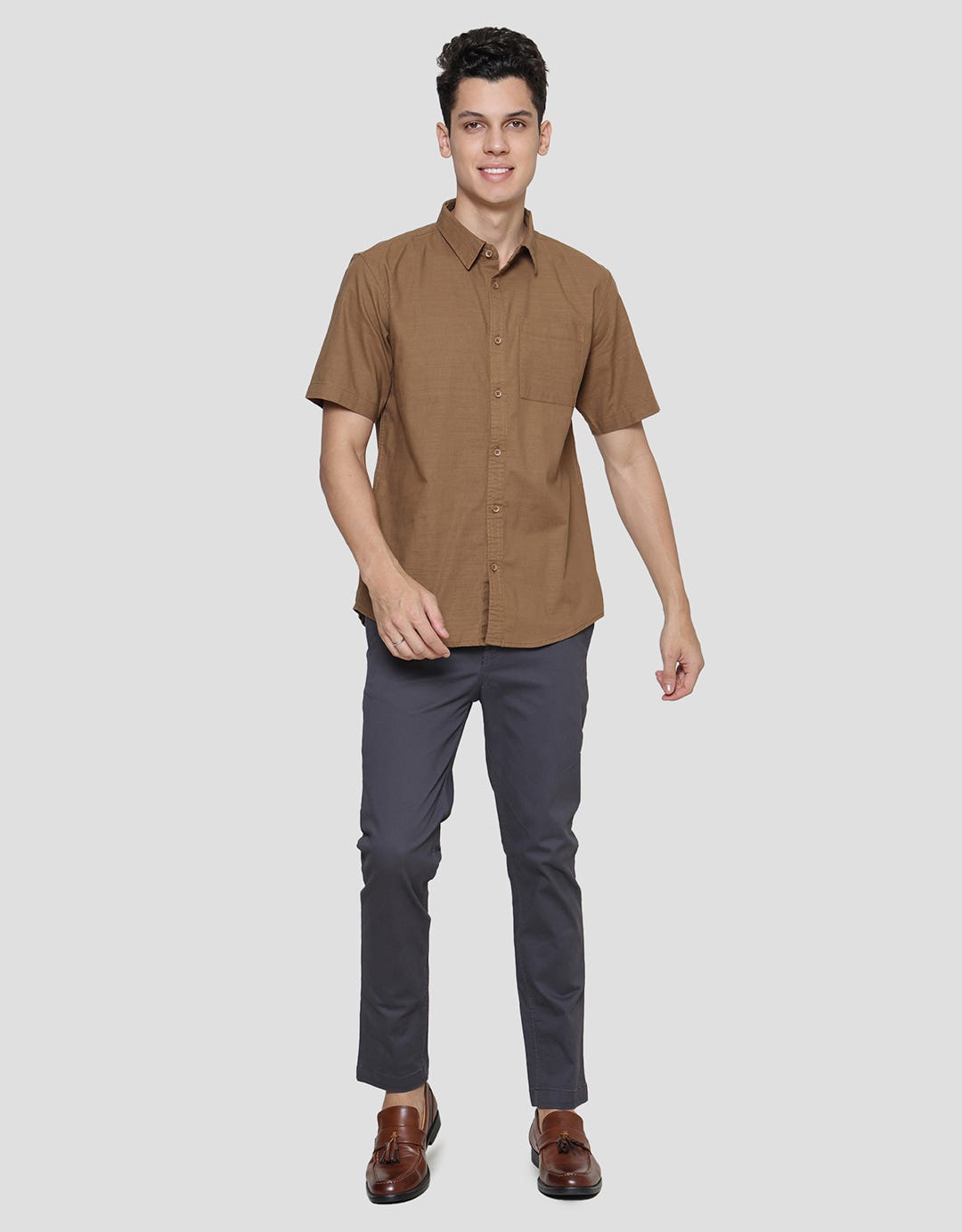 Cole Woven Reg Solid Cotton Linen Slub Men's Shirt