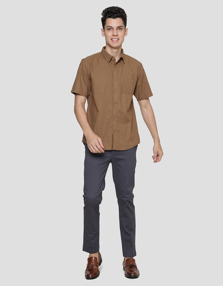 Cole Woven Reg Solid Cotton Linen Slub Men's Shirt