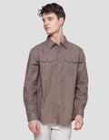 Cole Woven Double Pocket Cotton Linen Slub Kemeja Pria