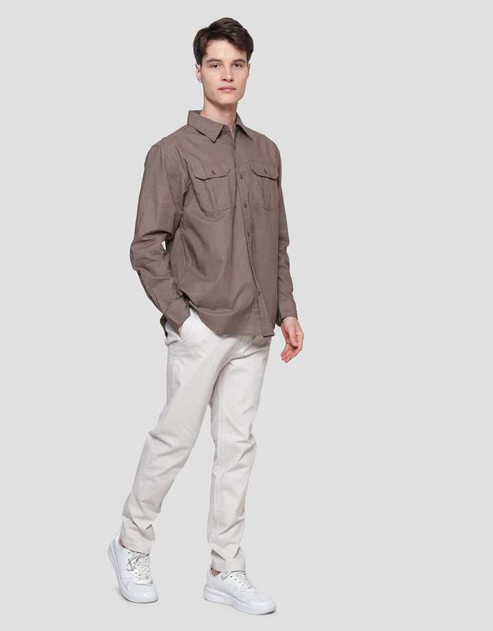 Cole Woven Double Pocket Cotton Linen Slub Men's Shirt