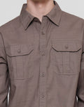 Cole Woven Double Pocket Cotton Linen Slub Kemeja Pria