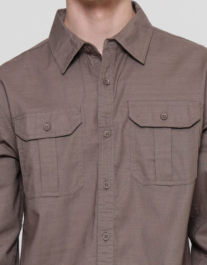 Cole Woven Double Pocket Cotton Linen Slub Men's Shirt
