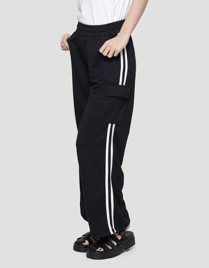 Nevada Wide Leg Cargo Contrast Taping Celana Panjang Wanita