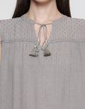 Connexion Sleeveless Crinkle With Embro Lace Blouse for Women