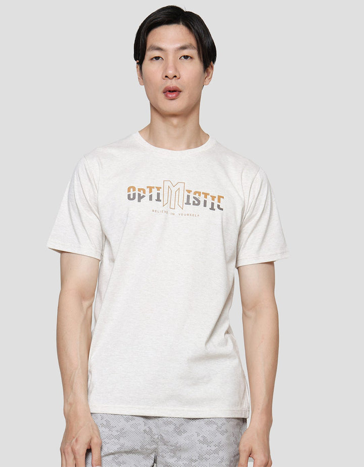 T Zone Print Optimistic Kaos Lengan Pendek Pria
