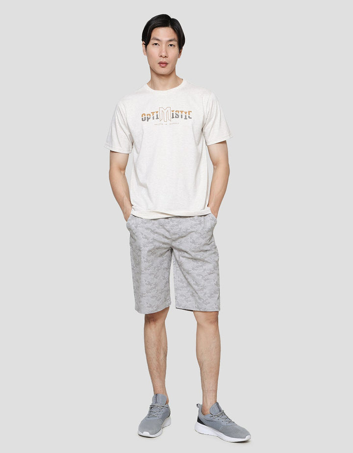 T Zone Print Optimistic Kaos Lengan Pendek Pria