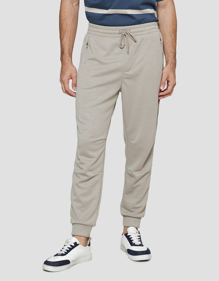 Nevada Knit With Zipper And Embro N Celana Jogger Pria