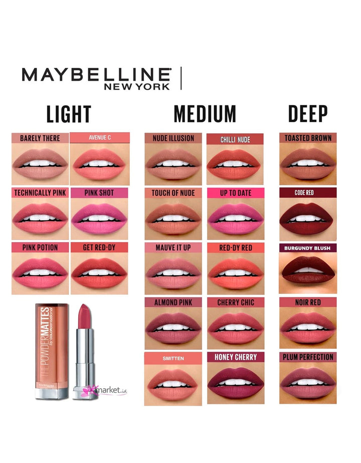 Maybelline Lipstick Color Sen Powder Matte Reddy Red