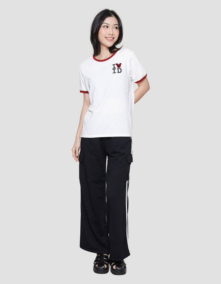 Disney Ringer Regular Print Mickey Love Id Women's Short Sleeve T-Shirt