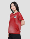 Disney Stripe Regular Print Mickey Women's Short Sleeve T-Shirt