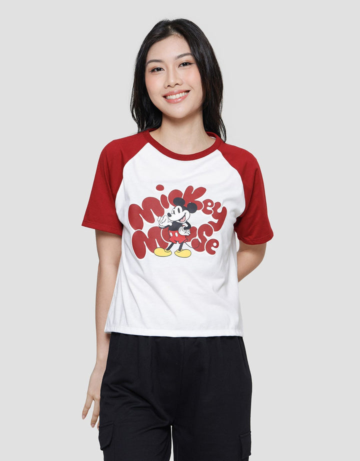 Disney Boxy Print Mickey Mouse Women's Raglan T-Shirt