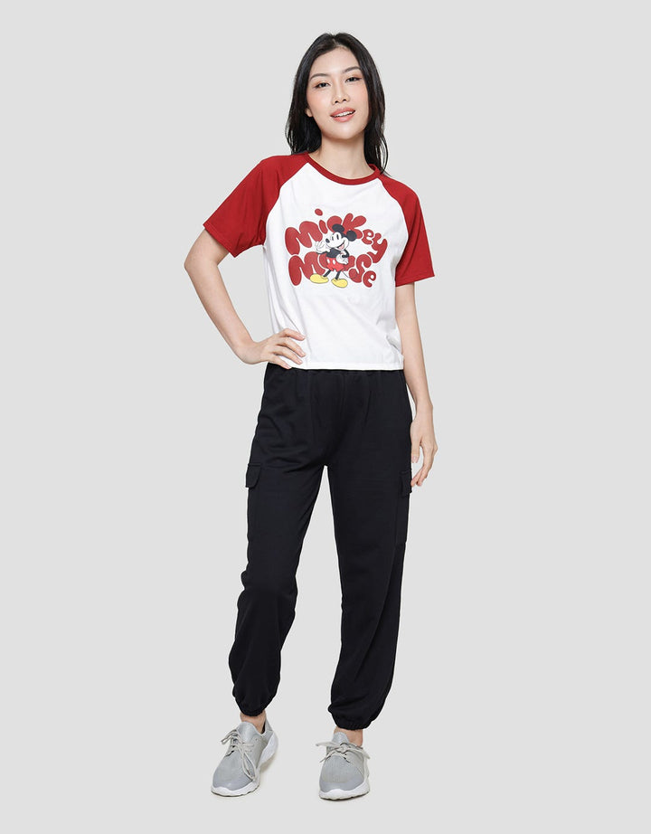 Disney Boxy Print Mickey Mouse Women's Raglan T-Shirt