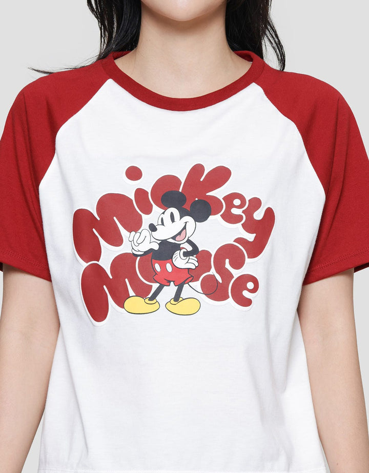 Disney Boxy Print Mickey Mouse Women's Raglan T-Shirt