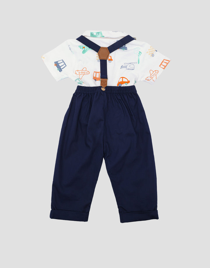 Pipiniko Formal Suspender Print Transport One Set Bayi Laki-Laki