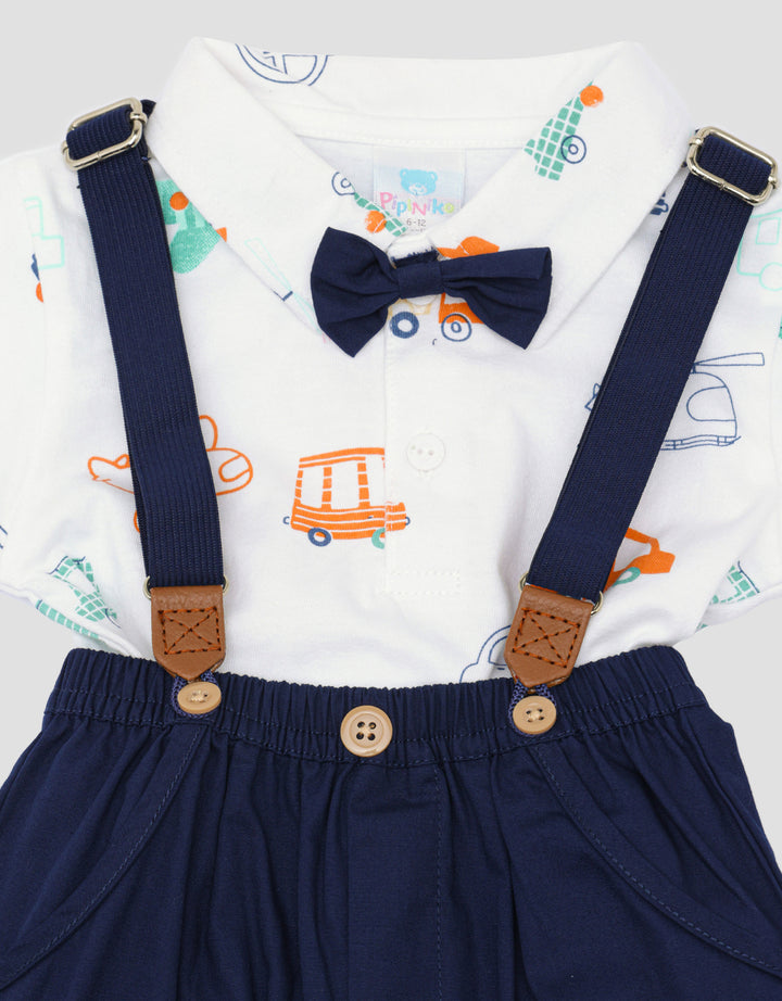 Pipiniko Formal Suspender Print Transport One Set Bayi Laki-Laki