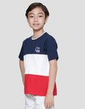 Little M Cut N Sewn Embroidery + Rib Neck Cuff Boys T-Shirt