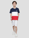 Little M Cut N Sewn Embroidery + Rib Neck Cuff Boys T-Shirt